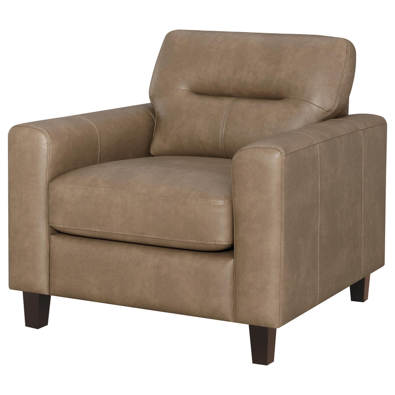 Scotland Faux Leather Upholstered Track Arm Chair Brown - 504669