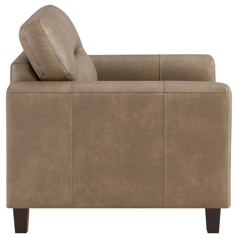 Scotland Faux Leather Upholstered Track Arm Chair Brown - 504669