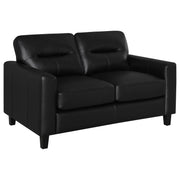 Scotland Faux Leather Upholstered Track Arm Loveseat Black - 504665