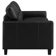 Scotland Faux Leather Upholstered Track Arm Loveseat Black - 504665