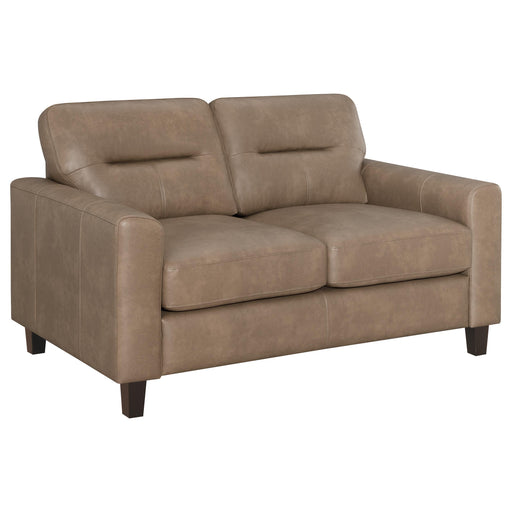 Scotland Faux Leather Upholstered Track Arm Loveseat Brown - 504668