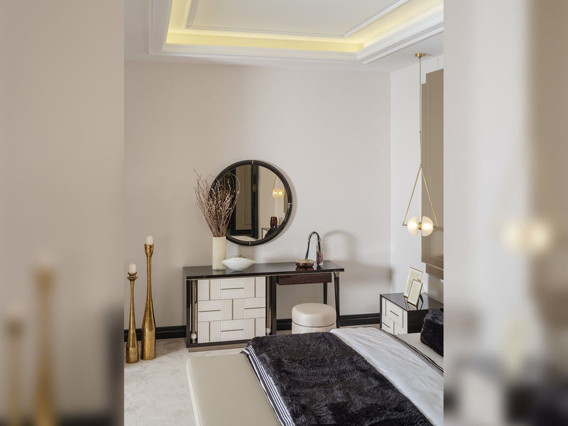 Senato Bedroom (Queen Frame With Headboard & Dresser With Mirror & Ottoman & 2 Nightstand & Bench) - 200-GAB-SEN-QB-SET