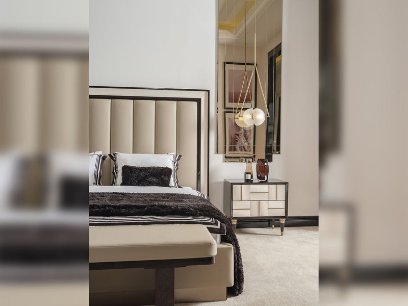 Senato Bedroom (Queen Frame With Headboard & Dresser With Mirror & Ottoman & 2 Nightstand & Bench) - 200-GAB-SEN-QB-SET