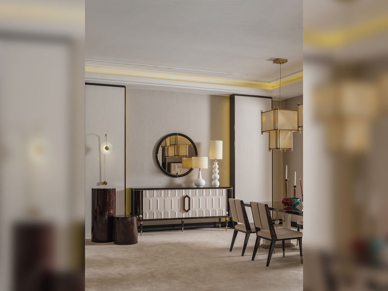 Senato Diningroom (Consol With Mirror & Dining Table & 6 Dining Chair) - 200-GAB-SEN-DT-6-SET