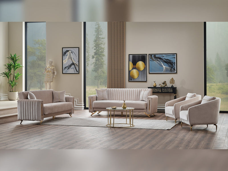 Senfoni 3-pieces (Sofa & Loveseat & Chair) Livingroom Set Beige in Beige - 101-SEN-TUR276-321