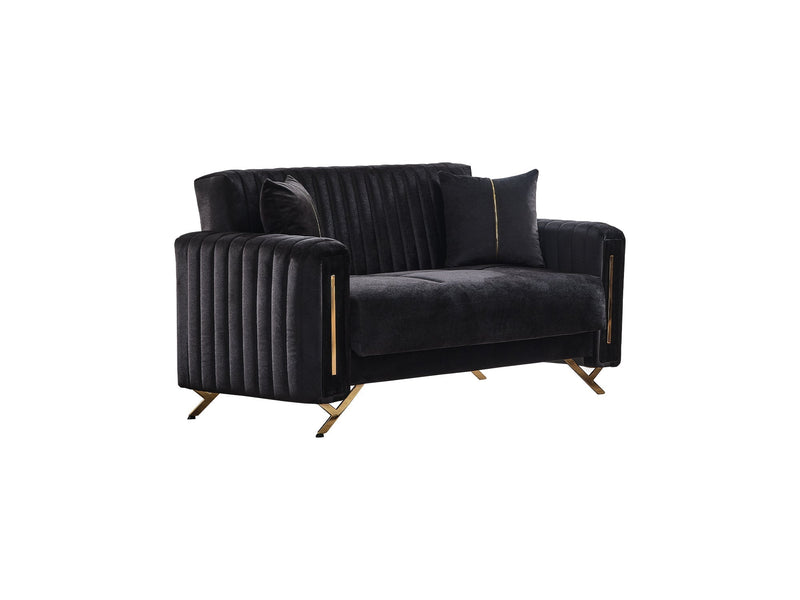 Senfoni 3-pieces (Sofa & Loveseat & Chair) Livingroom Set Black in Black - 101-SEN-LV900-321