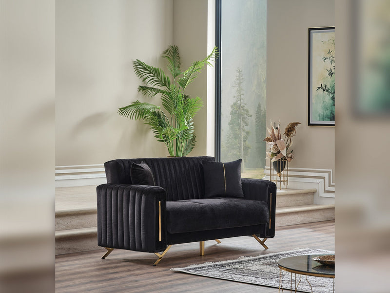 Senfoni 3-pieces (Sofa & Loveseat & Chair) Livingroom Set Black in Black - 101-SEN-LV900-321