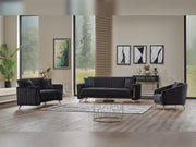 Senfoni 3-pieces (Sofa & Loveseat & Chair) Livingroom Set Black in Black - 101-SEN-LV900-321