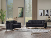 Senfoni 3-pieces (Sofa & Loveseat & Chair) Livingroom Set Black in Black - 101-SEN-LV900-321
