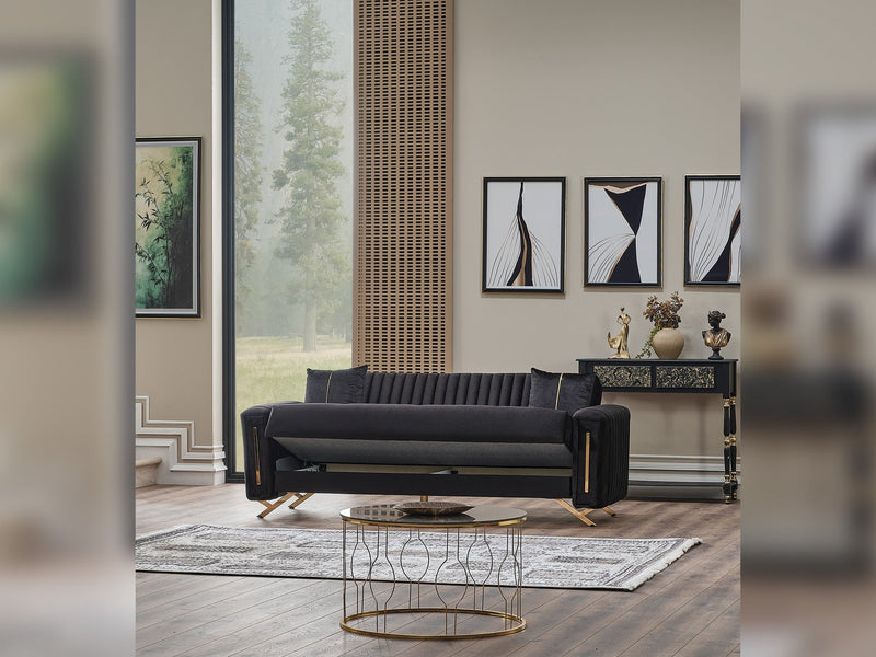 Senfoni 3-pieces (Sofa & Loveseat & Chair) Livingroom Set Black in Black - 101-SEN-LV900-321