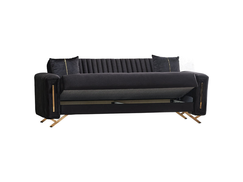 Senfoni Convertible Sofa Black in Black - 101-SEN-LV900-3