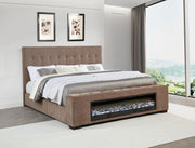 Senna Upholstered Eastern King Audio Flame Visualizer Bed Brown - 305811KE