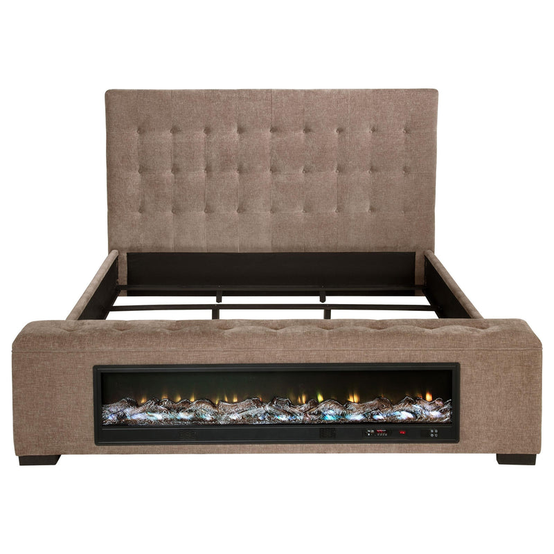 Senna Upholstered Eastern King Audio Flame Visualizer Bed Brown - 305811KE