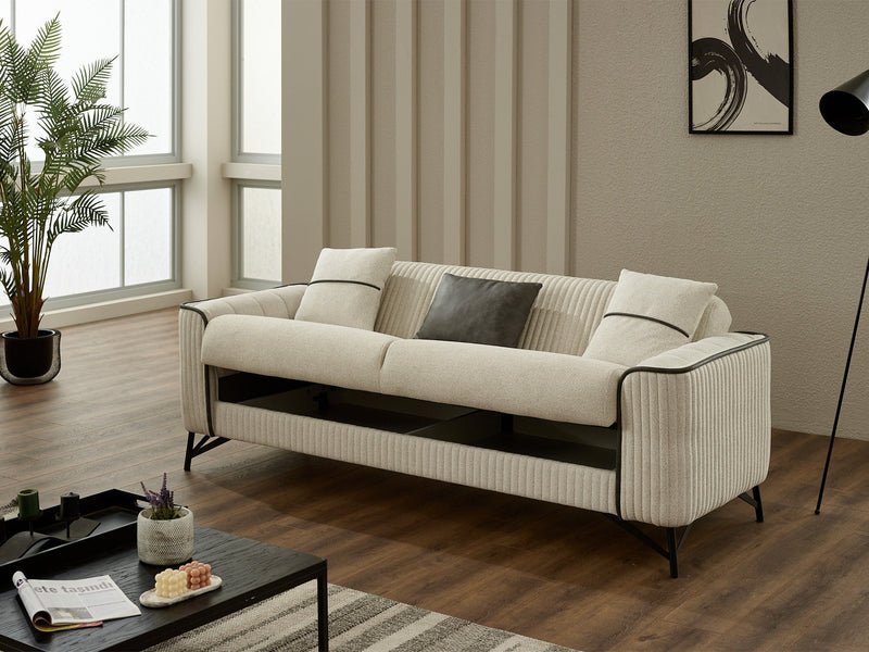 Sente  3-pieces (Sofa & Loveseat & Chair) Livingroom in Cream - 200-SIM-SEN-GIRNE01-321