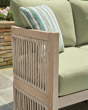 Serena Shores Outdoor Sofa and Chair in Beige/Green - PKG023980