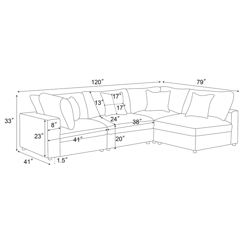 Serene 4-piece Upholstered Modular Sectional Sofa Charcoal - 551324-SETA