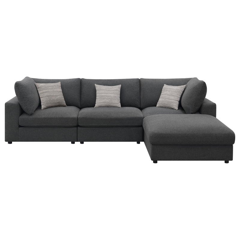 Serene 4-piece Upholstered Modular Sectional Sofa Charcoal - 551324-SETB