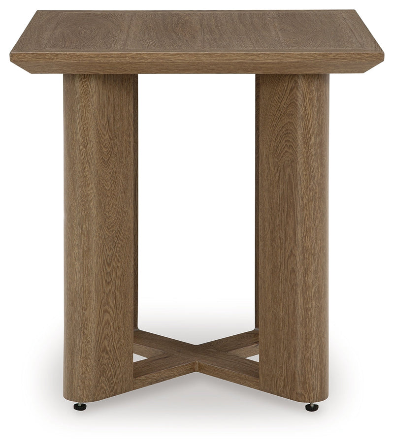 Serene Bay 2 Outdoor Lounge Chairs with End Table in Dark Brown/White from Ashley - DMV Furniture