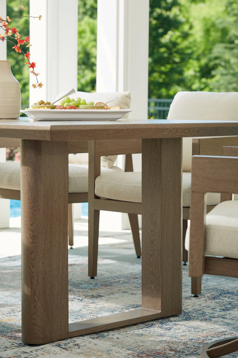 Serene Bay Outdoor Dining Table and 4 Chairs in Dark Brown from Ashley - DMV Furniture