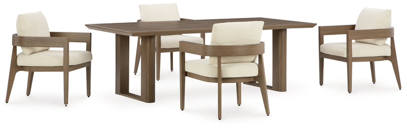 Serene Bay Outdoor Dining Table and 4 Chairs in Dark Brown from Ashley - DMV Furniture