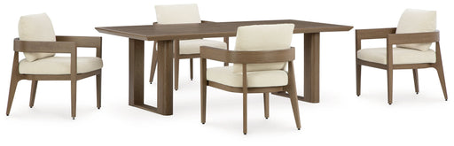 Serene Bay Outdoor Dining Table and 4 Chairs in Dark Brown from Ashley - DMV Furniture