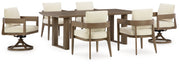 Serene Bay Outdoor Dining Table and 6 Chairs in Dark Brown from Ashley - DMV Furniture