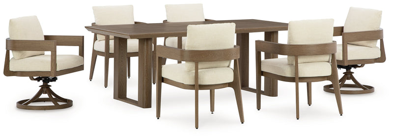 Serene Bay Outdoor Dining Table and 6 Chairs in Dark Brown from Ashley - DMV Furniture