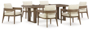 Serene Bay Outdoor Dining Table and 6 Chairs in Dark Brown from Ashley - DMV Furniture