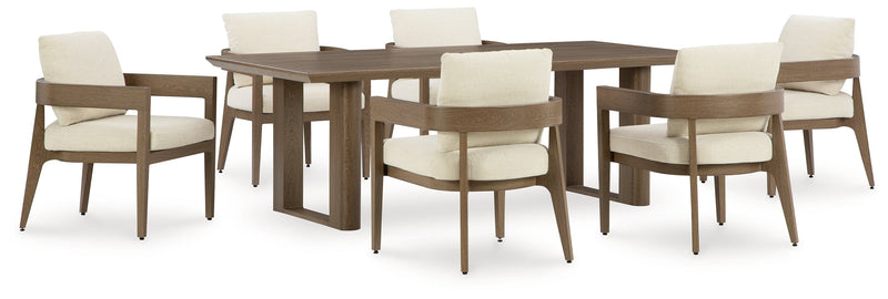 Serene Bay Outdoor Dining Table and 6 Chairs in Dark Brown from Ashley - DMV Furniture