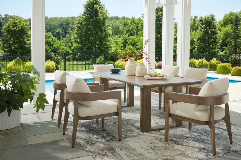 Serene Bay Outdoor Dining Table and 6 Chairs in Dark Brown from Ashley - DMV Furniture