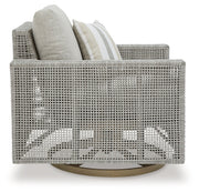 Seton Creek 2 Outdoor Lounge Chairs with End Table in Gray from Ashley - DMV Furniture