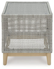 Seton Creek 2 Outdoor Lounge Chairs with End Table in Gray from Ashley - DMV Furniture