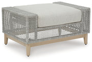 Seton Creek Outdoor Lounge Chair and Ottoman in Gray from Ashley - DMV Furniture