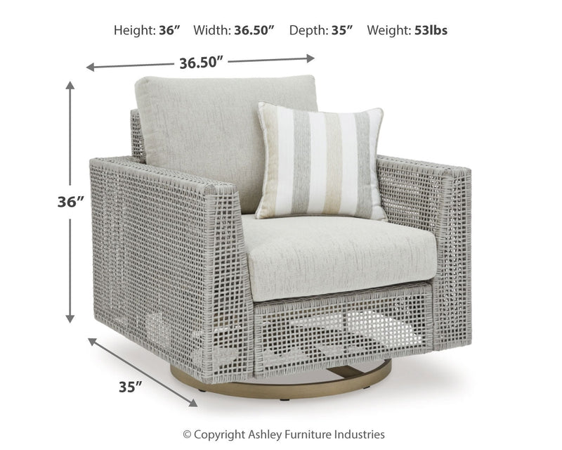 Seton Creek Outdoor Lounge Chair and Ottoman in Gray from Ashley - DMV Furniture