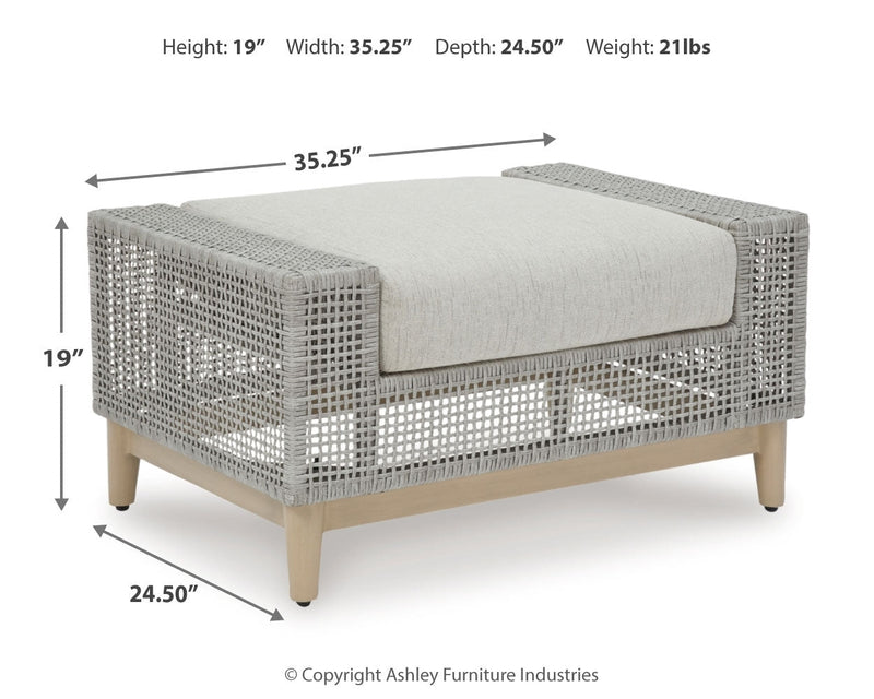 Seton Creek Outdoor Lounge Chair and Ottoman in Gray from Ashley - DMV Furniture
