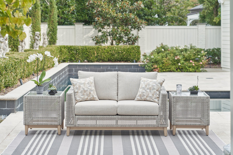 Seton Creek Outdoor Sofa and Loveseat in Gray from Ashley - DMV Furniture