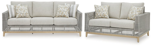 Seton Creek Outdoor Sofa and Loveseat in Gray from Ashley - DMV Furniture