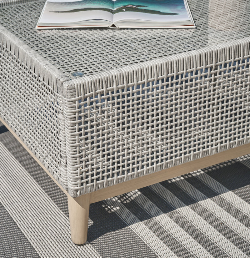 Seton Creek Outdoor Sofa and Loveseat with Coffee Table in Gray from Ashley - DMV Furniture