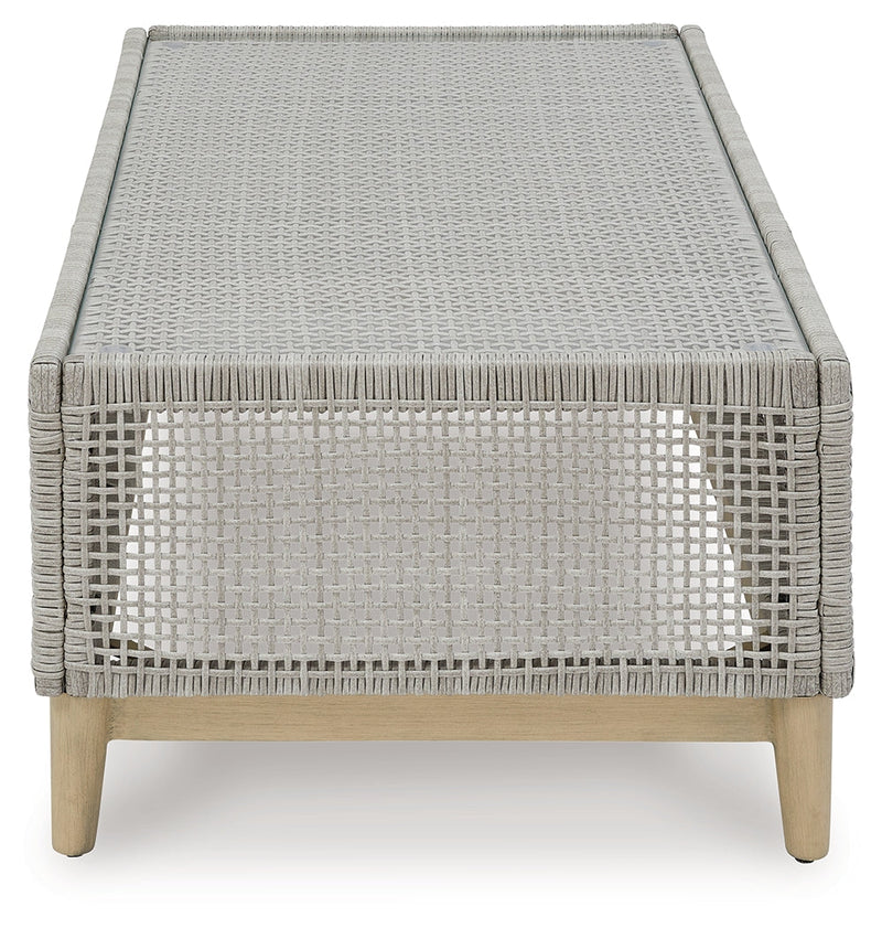 Seton Creek Outdoor Sofa and Loveseat with Coffee Table in Gray from Ashley - DMV Furniture