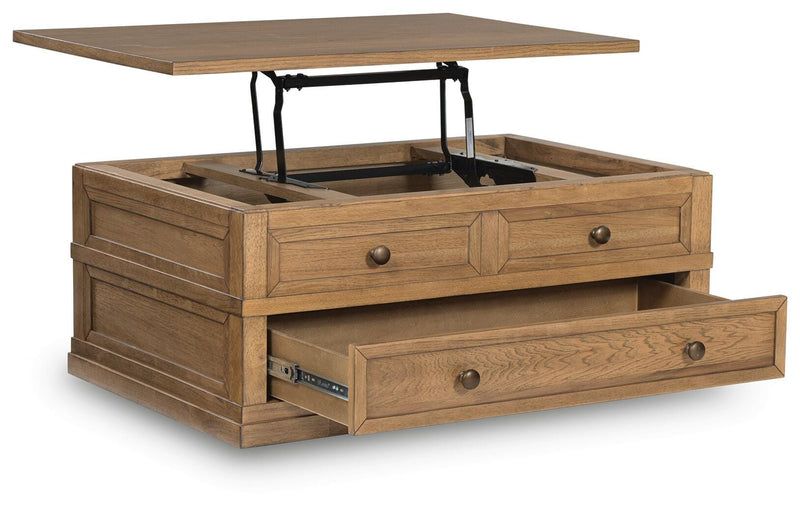 Sharlance Coffee Table with 2 End Tables in Light Brown - PKG022053