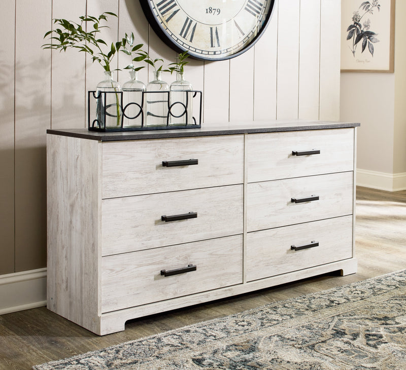 Shawburn Whitewash and Charcoal Gray Platform Bedroom Set from Ashley - DMV Furniture