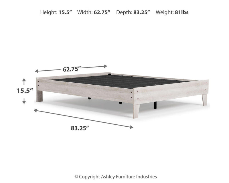 Shawburn Queen Platform Bed with Dresser in Whitewash - PKG016188