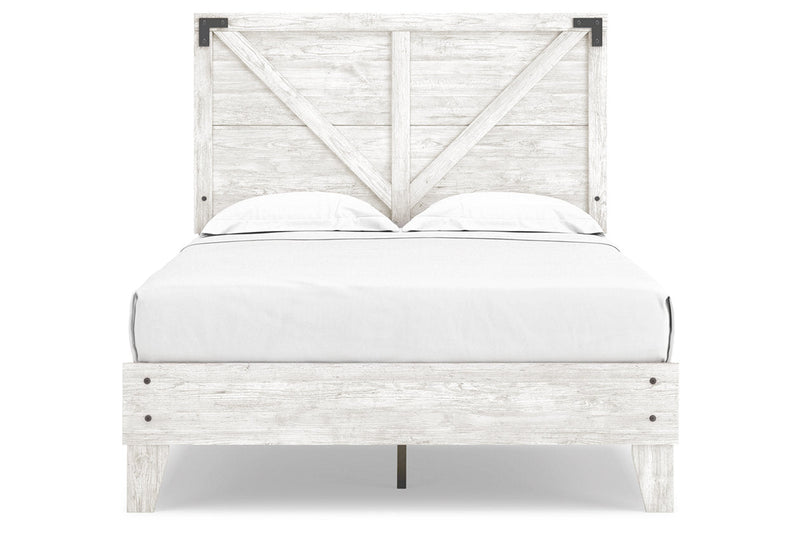 Shawburn White/Dark Charcoal Gray Full Crossbuck Panel Platform Bed - DMV FurnitureFull Bed