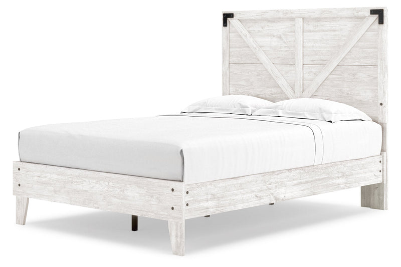 Shawburn White/Dark Charcoal Gray Full Crossbuck Panel Platform Bed - DMV FurnitureFull Bed