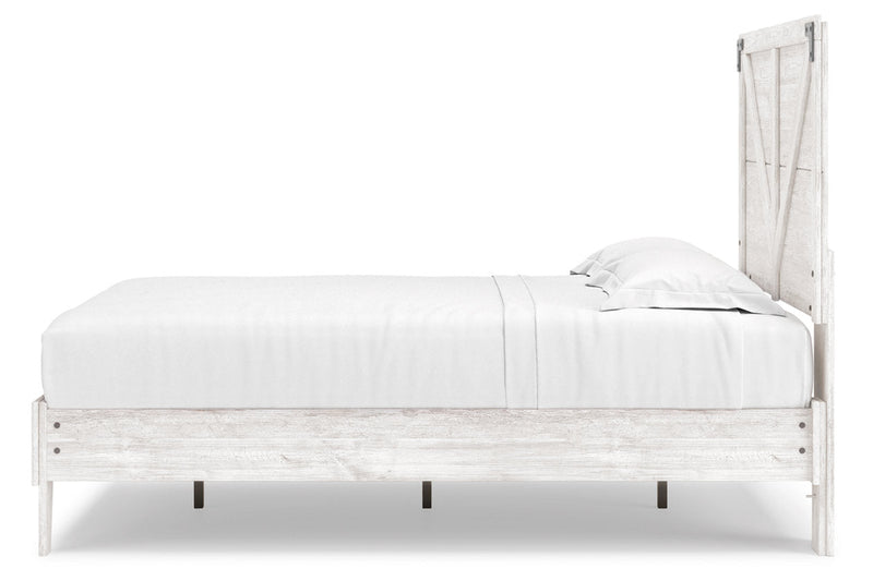 Shawburn White/Dark Charcoal Gray Full Crossbuck Panel Platform Bed - DMV FurnitureFull Bed