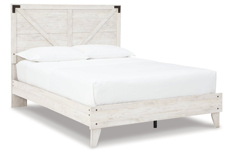 Shawburn White/Dark Charcoal Gray Queen Crossbuck Panel Platform Bed - DMV FurnitureQueen Bed