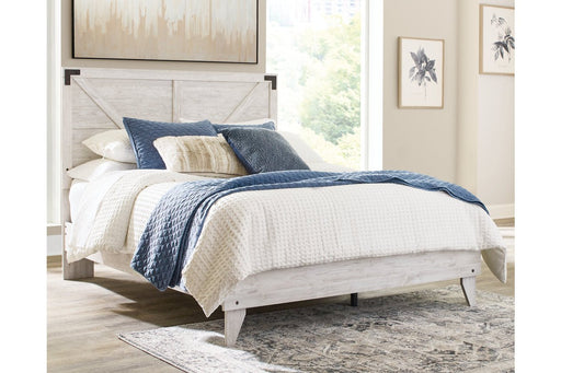 Shawburn White/Dark Charcoal Gray Queen Crossbuck Panel Platform Bed - DMV FurnitureQueen Bed