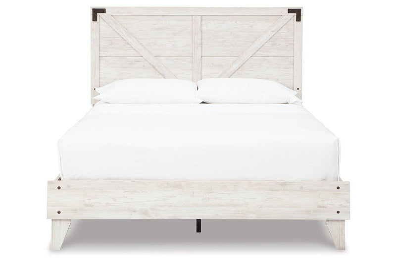 Shawburn White/Dark Charcoal Gray Queen Crossbuck Panel Platform Bed - DMV FurnitureQueen Bed