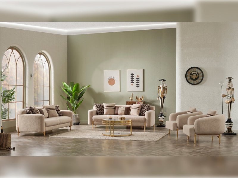Shelby 4-pieces (2 Sofa & 2 Chair) Livingroom Set Beige in Beige - 101-SHE-ORK-321