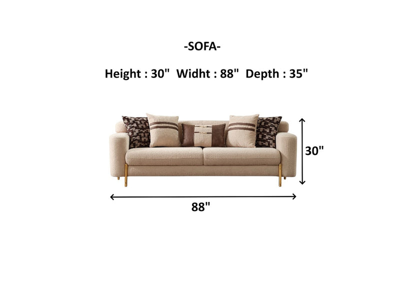 Shelby 4-pieces (2 Sofa & 2 Chair) Livingroom Set Beige in Beige - 101-SHE-ORK-321